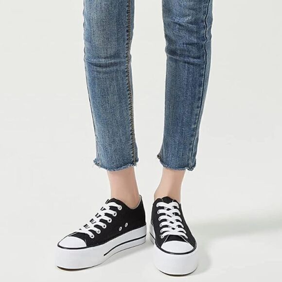 Platform Canvas Low Top Sneakers - Picture 1 of 5